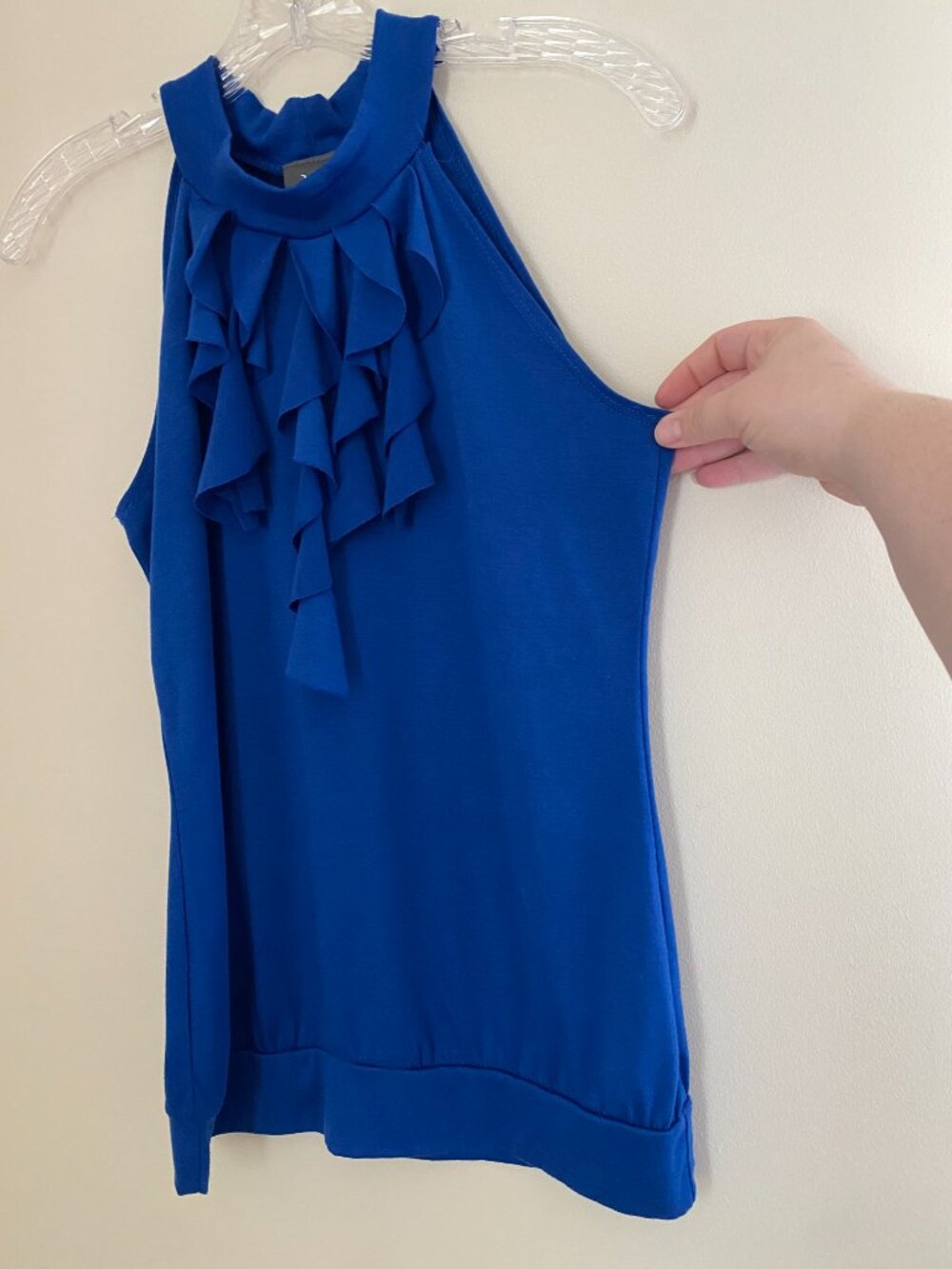 Royal Blue Ruffle Tank Top - Picture 4 of 7